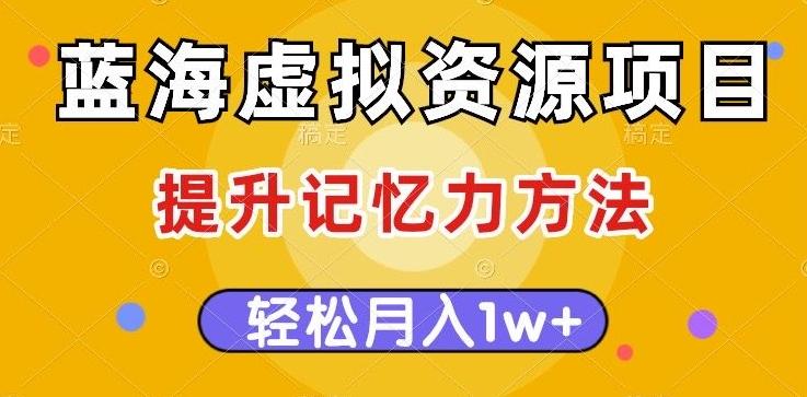 蓝海虚拟资源项目，提升记忆力方法，多种变现方式，轻松月入1w+【揭秘】-金腾科技