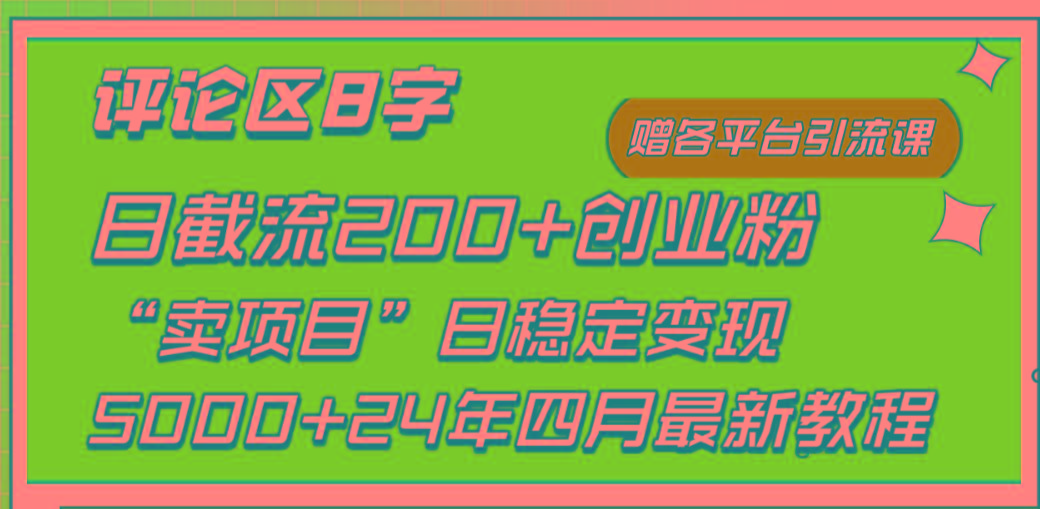 (9851期)评论区8字日载流200+创业粉  日稳定变现5000+24年四月最新教程！-金腾科技