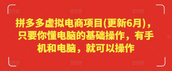 拼多多虚拟电商项目(更新6月)，只要你懂电脑的基础操作，有手机和电脑，就可以操作-金腾科技