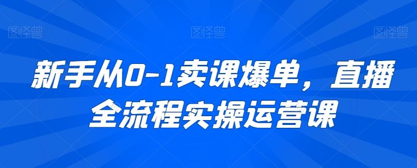 新手从0-1卖课爆单，直播全流程实操运营课-金腾科技