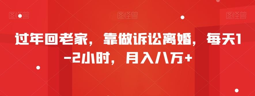 过年回老家，靠做诉讼离婚，每天1-2小时，月入八万+-金腾科技