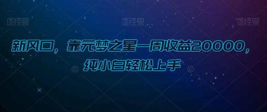 新风口，靠元梦之星一周收益20000，纯小白轻松上手-金腾科技