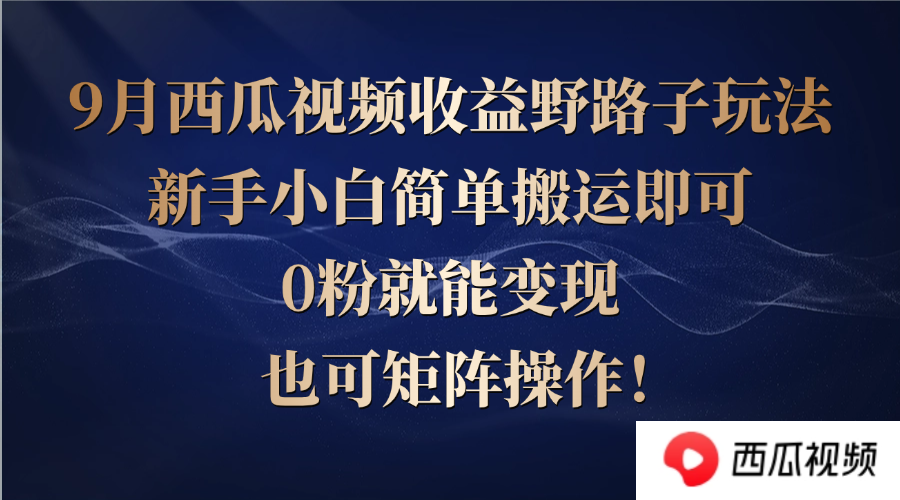 西瓜视频收益野路子玩法，新手小白简单搬运即可，0粉就能变现，也可矩…-金腾科技