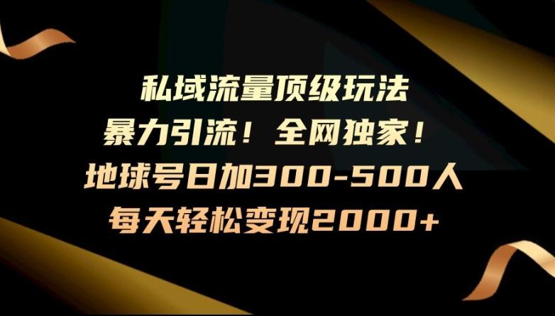 暴力引流，全网独家，地球号日加300-500人，私域流量顶级玩法，每天轻松变现2000+-金腾科技