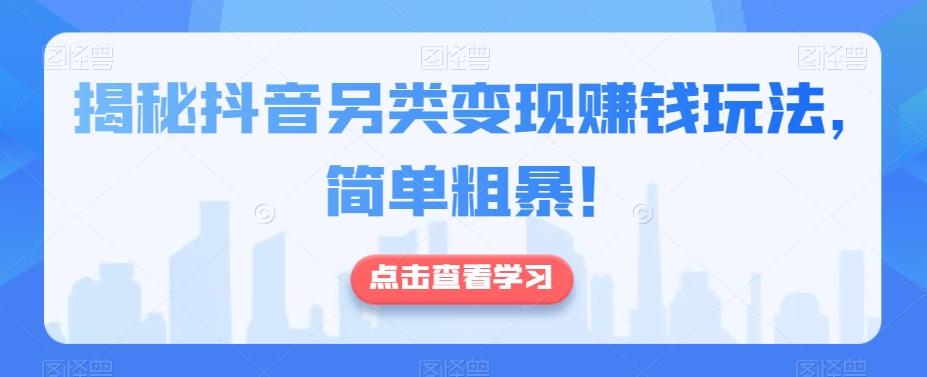 揭秘抖音另类变现赚钱玩法，简单粗暴！-金腾科技