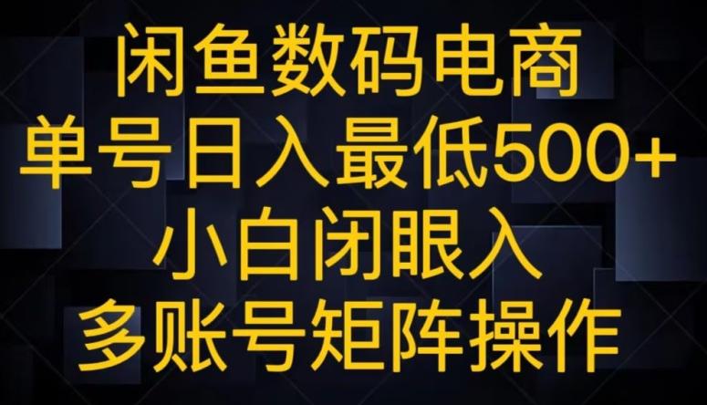 闲鱼数码电商，单号日入最低500+，小白闭眼入，多账号矩阵操作-金腾科技