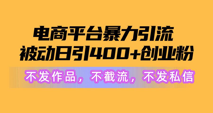电商平台暴力引流,被动日引400+创业粉不发作品，不截流，不发私信-金腾科技