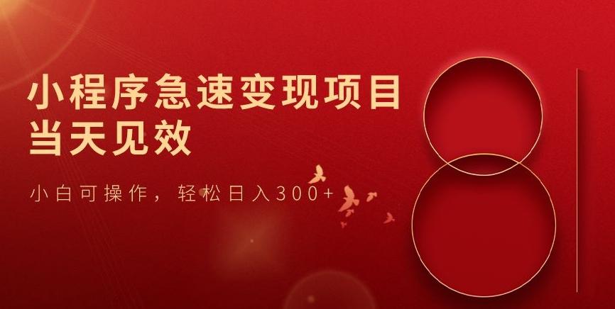 小程序急速变现项目，当天见效，小白可操作，轻松日入300+-金腾科技