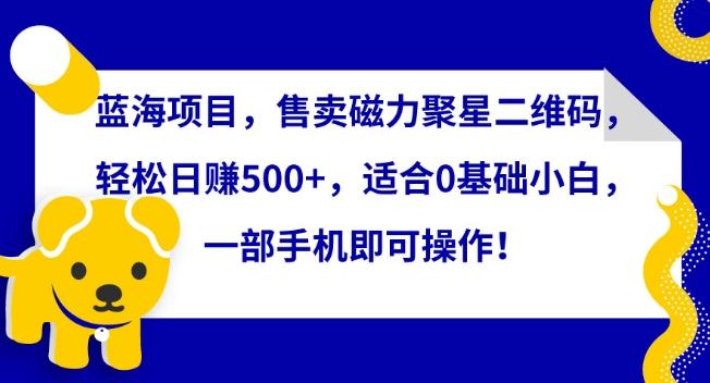 蓝海项目，售卖磁力聚星二维码，轻松日赚500+，适合0基础小白，一部手机即可操作【揭秘】-金腾科技