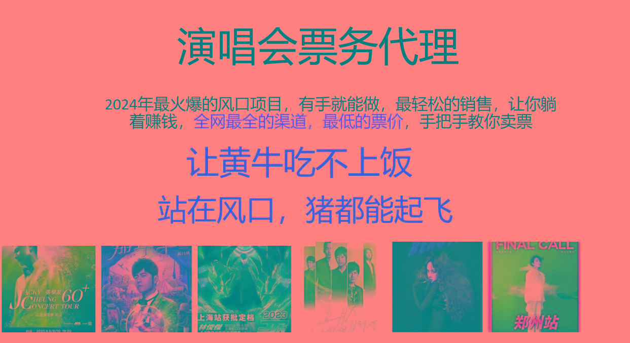 2024年最火爆风口项目，演唱会票务代理，日入2000+，一部手机就能搞定！-金腾科技