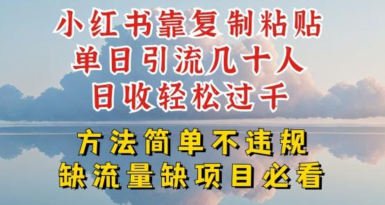 小红书靠复制粘贴单日引流几十人目收轻松过千，方法简单不违规【揭秘】-金腾科技