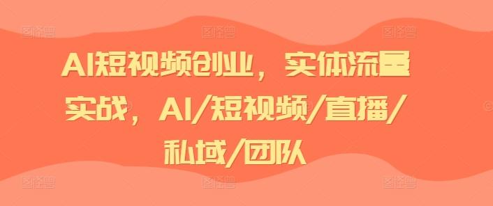 AI短视频创业，实体流量实战，AI/短视频/直播/私域/团队-金腾科技