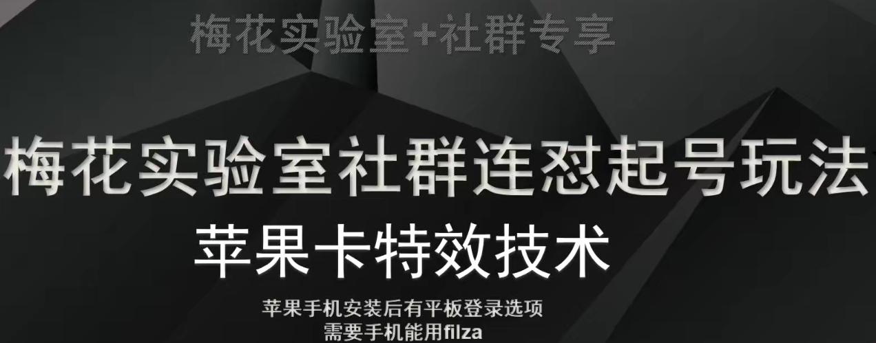 梅花实验室社群视频号连怼起号玩法，最新苹果卡特效技术-金腾科技