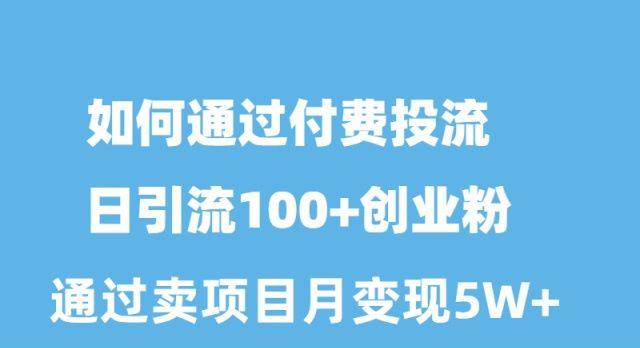 如何通过付费投流日引流100+创业粉月变现5W+-金腾科技