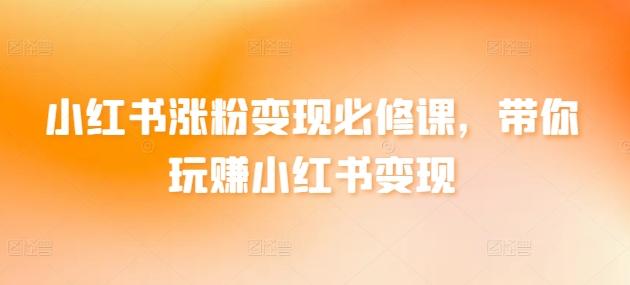 小红书涨粉变现必修课，带你玩赚小红书变现-金腾科技
