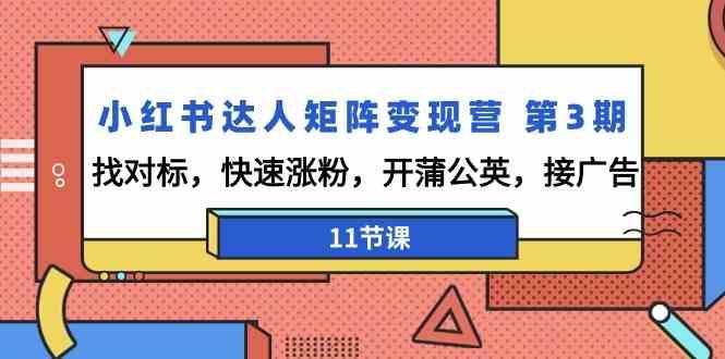 小红书达人矩阵变现营第3期，找对标，快速涨粉，开蒲公英，接广告(11节课)-金腾科技