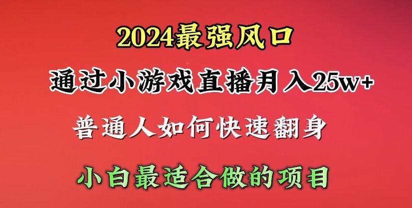 (10020期)2024年最强风口，通过小游戏直播月入25w+单日收益5000+小白最适合做的项目-金腾科技
