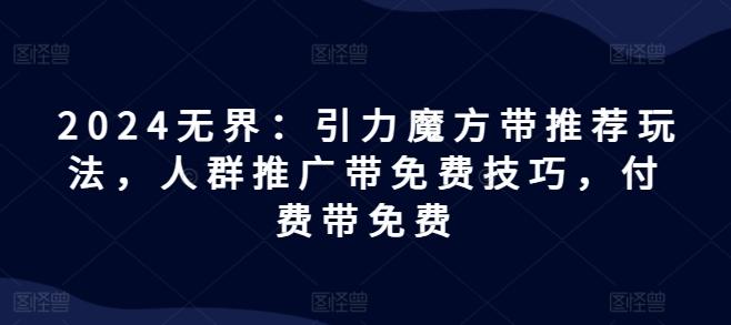 2024无界：引力魔方带推荐玩法，人群推广带免费技巧，付费带免费-金腾科技