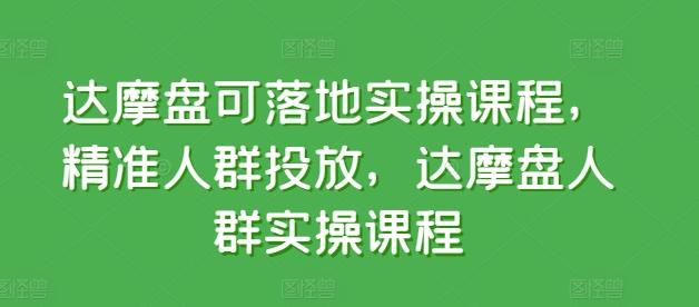 达摩盘可落地实操课程，精准人群投放，达摩盘人群实操课程-金腾科技