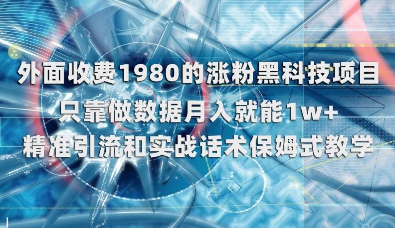 外面收费1980的涨粉黑科技项目，只靠做数据月入就能1w+【揭秘】-金腾科技