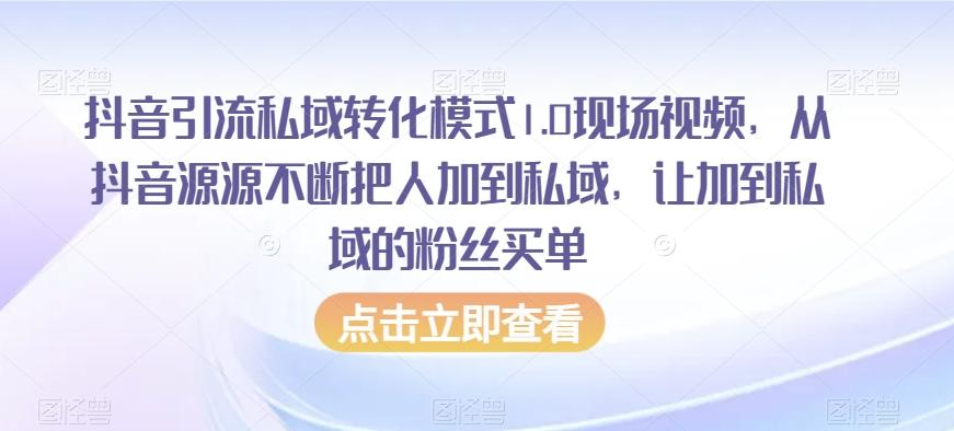 抖音引流私域转化模式1.0现场视频，从抖音源源不断把人加到私域，让加到私域的粉丝买单-金腾科技