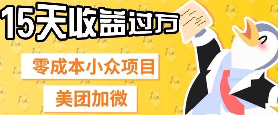 零成本小众项目，美团加微，一单4.5+，15天已经有人赚上万收益-金腾科技