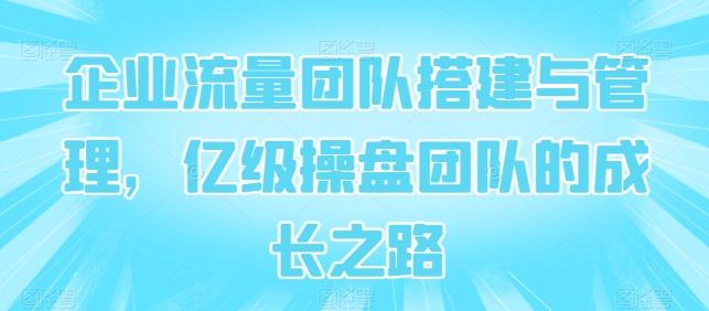 企业流量团队搭建与管理，亿级操盘团队的成长之路-金腾科技