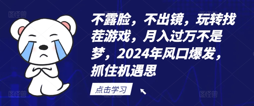 不露脸，不出镜，玩转找茬游戏，月入过万不是梦，2024年风口爆发，抓住机遇【揭秘】-金腾科技