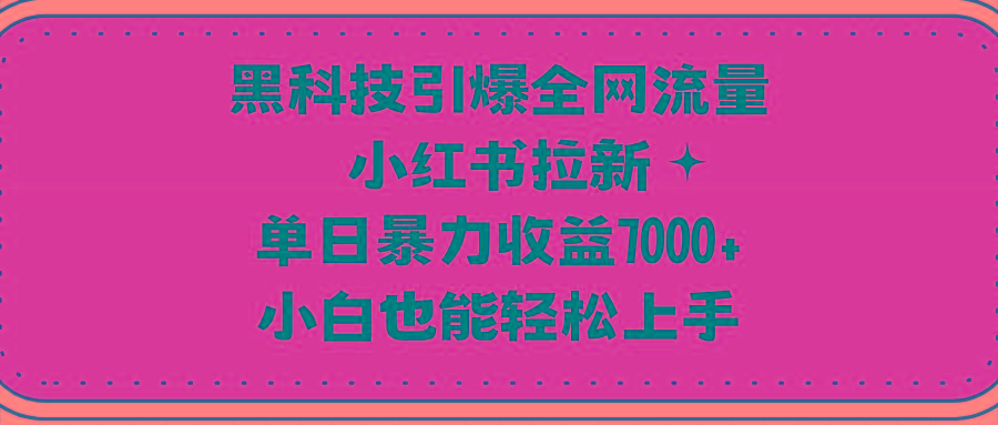 (9679期)黑科技引爆全网流量小红书拉新，单日暴力收益7000+，小白也能轻松上手-金腾科技