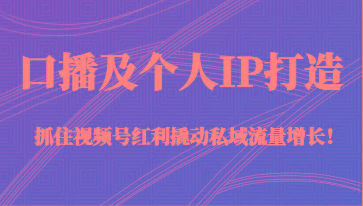 口播及个人IP打造，抓住视频号红利撬动私域流量增长！（45节课）-金腾科技