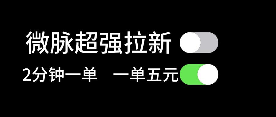 微脉超强拉新， 两分钟1单， 一单利润5块，适合小白-金腾科技