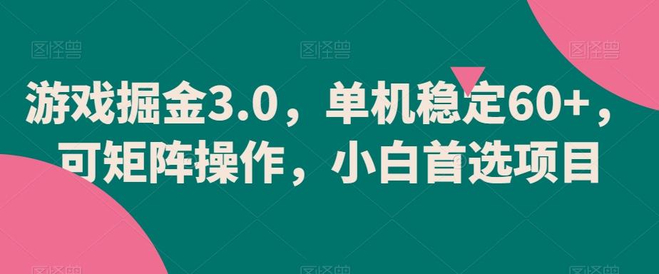 游戏掘金3.0，单机稳定60+，可矩阵操作，小白首选项目【揭秘】-金腾科技