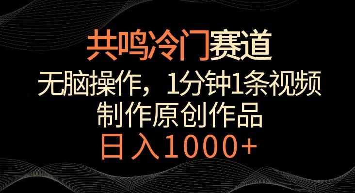 共鸣冷门赛道，无脑操作，一分钟一条视频，日入1000+【揭秘】-金腾科技