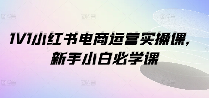 1V1小红书电商运营实操课，新手小白必学课-金腾科技