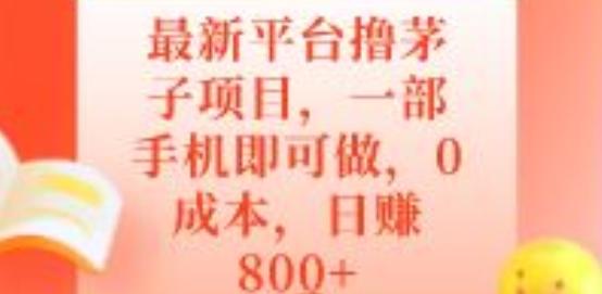 最新平台撸茅子项目，一部手机即可做，0成本，日赚800+-金腾科技