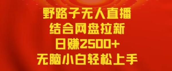 野路子无人直播结合网盘拉新，日赚2500+，小白无脑轻松上手【揭秘】-金腾科技