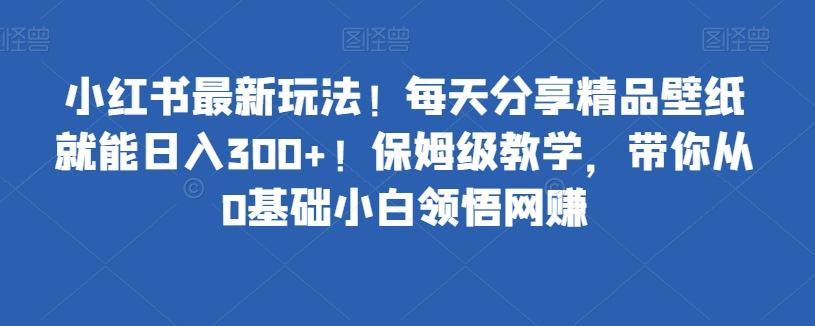 小红书最新玩法！每天分享精品壁纸就能日入300+！保姆级教学，带你从0基础小白领悟网赚-金腾科技